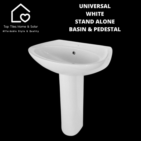Universal White Stand Alone Basin And Pedestal
