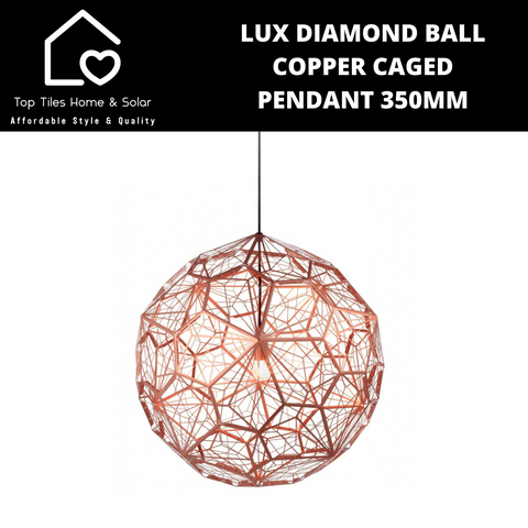 Lux Diamond Ball Copper Caged Pendant - 350mm
