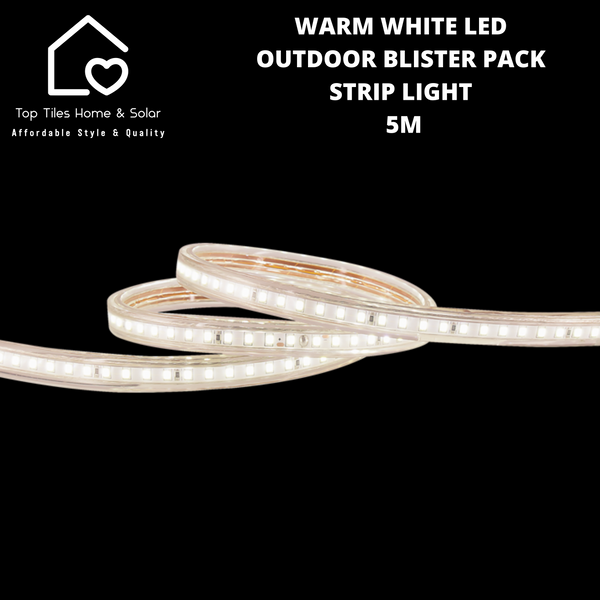 Warm White LED Outdoor Blister Pack Strip Light - 5m