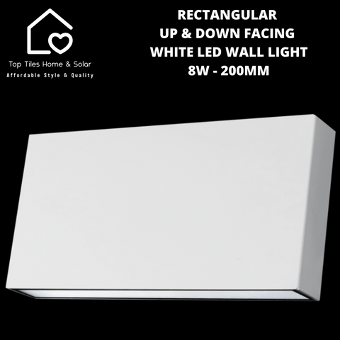 Rectangular Up & Down Facing White LED Wall Light - 8W 200mm