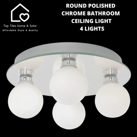 Round Polished Chrome Bathroom Ceiling Light - 4 Lights