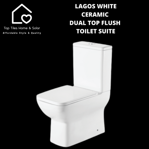 Lagos White Ceramic Dual Top Flush Toilet Suite
