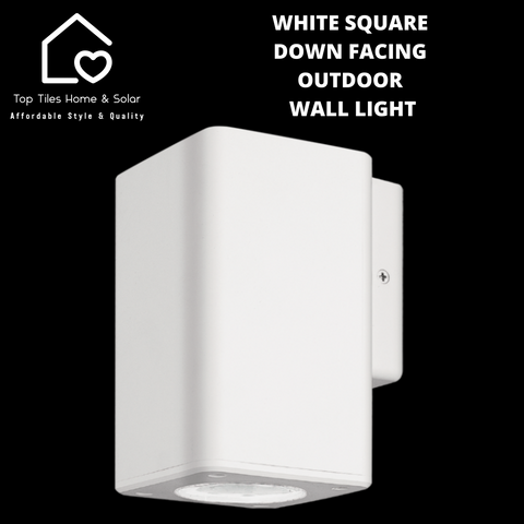 White Square Down Facing Outdoor Wall Light