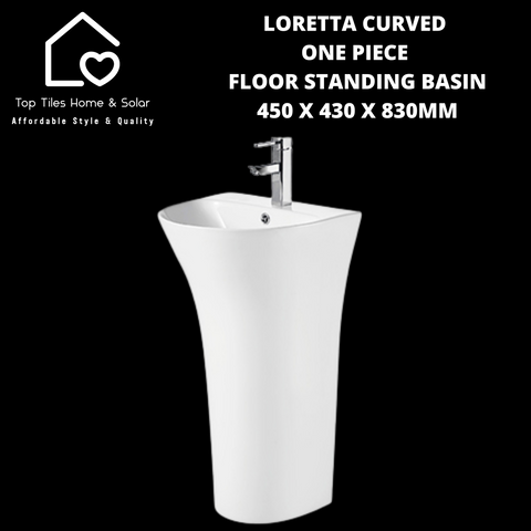 Loretta Curved One Piece Floor Standing Basin - 450 x 430 x 830mm