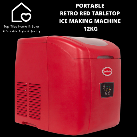 Portable Retro Red Tabletop Ice Making Machine - 12kg