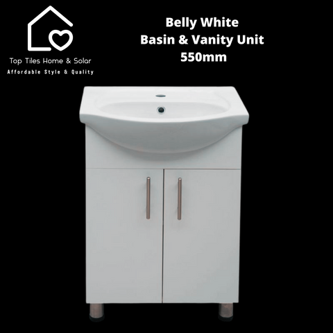 Belly White Floor Standing Basin & Vanity Unit -  550mm