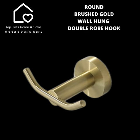 Round Brushed Gold Wall Hung Double Robe Hook