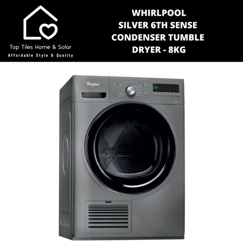 Whirlpool Silver 6th Sense Condenser Tumble Dryer - 8kg