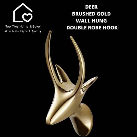 Deer Brushed Gold Wall Hung Double Robe Hook
