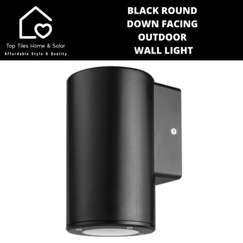 Black Round Down Facing Outdoor Wall Light