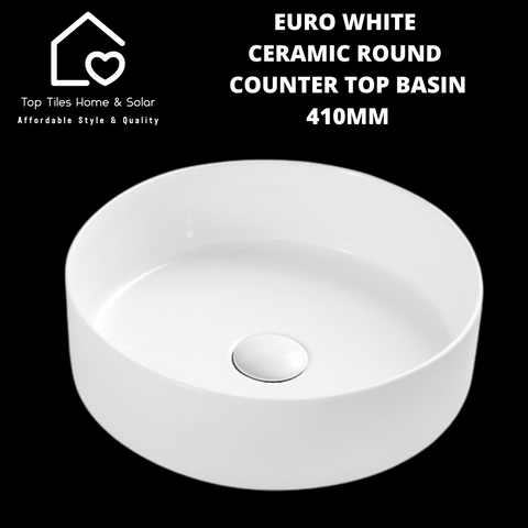 Euro White Ceramic Round Counter Top Basin - 410mm