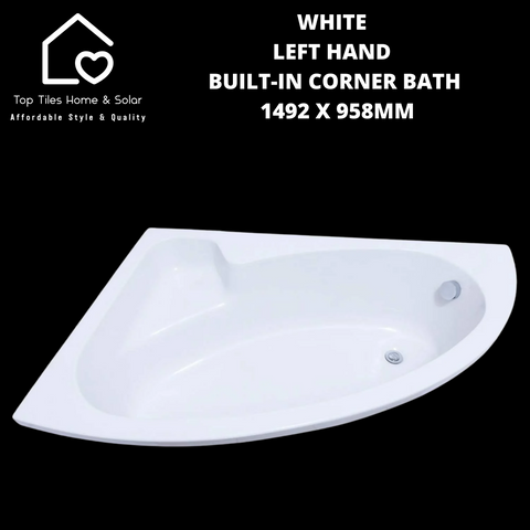 White Left Hand Built-In Corner Bath 1492 x 958mm