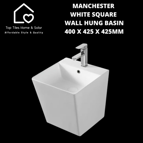 Manchester White Square Wall Hung Basin - 400 x 425 x 425mm