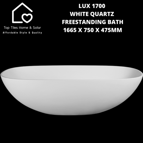 Lux 1700 White Quartz Freestanding Bath - 1665 x 750 x 475mm