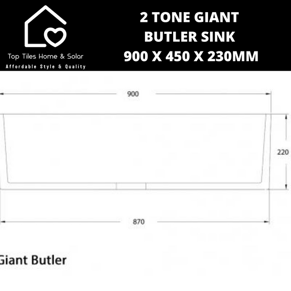 2 Tone Giant Butler Sink  900 x 450 x 230mm