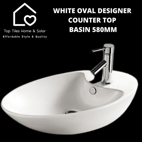 White Oval Designer Counter Top Basin 700mm
