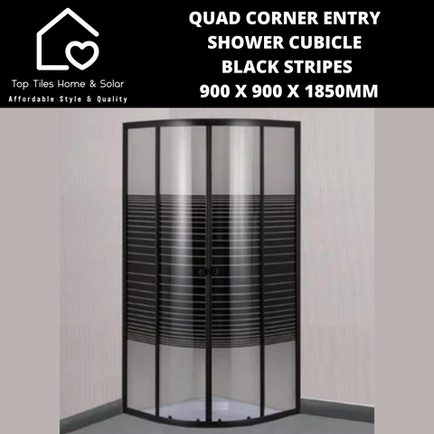 Quad Corner Entry Shower Cubicle Black Stripes - 900 x 900 x 1850mm
