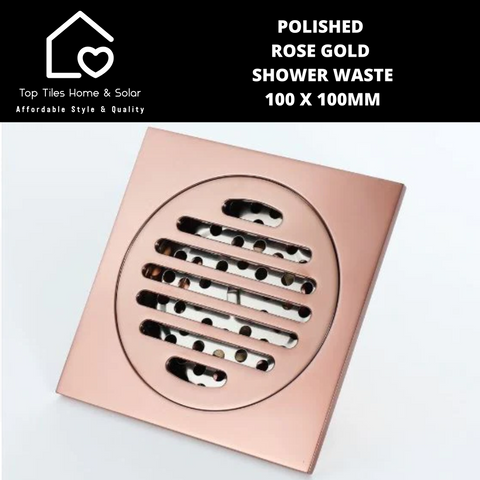 Polished Rose Gold Shower Waste - 100 x 100mm