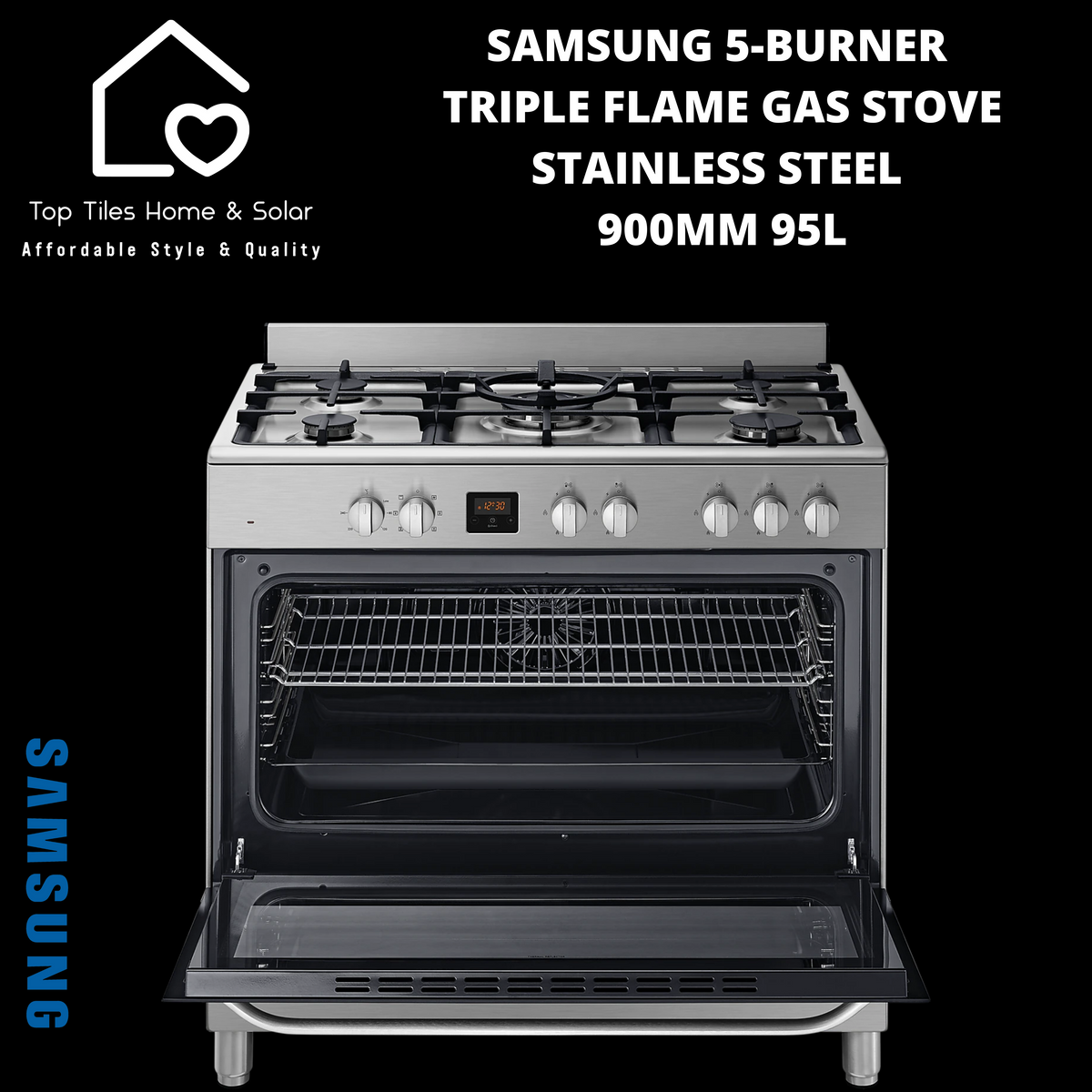 Samsung 5 Burner Triple Flame Gas Stove Stainless Steel 900mm 95L