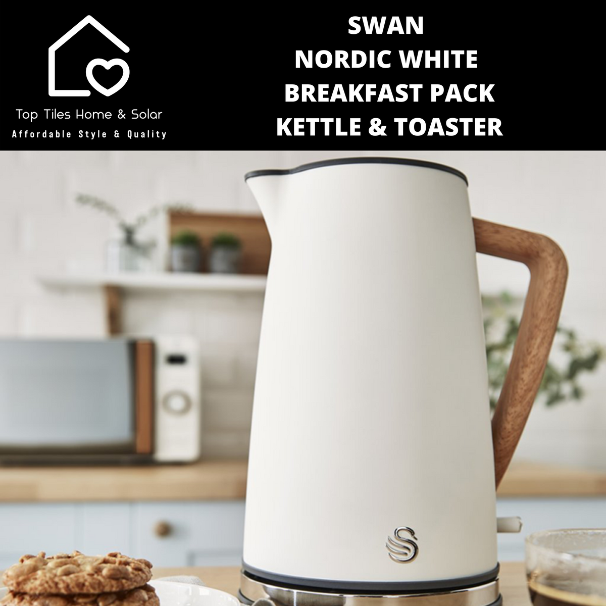 Swan Nordic White Breakfast Pack Kettle Toaster Top Tiles