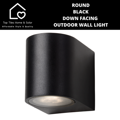 Round Black Down Facing Outdoor Wall Light
