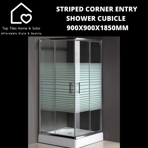 Striped Corner Entry Shower Cubicle - 900 x 900 x 1850mm