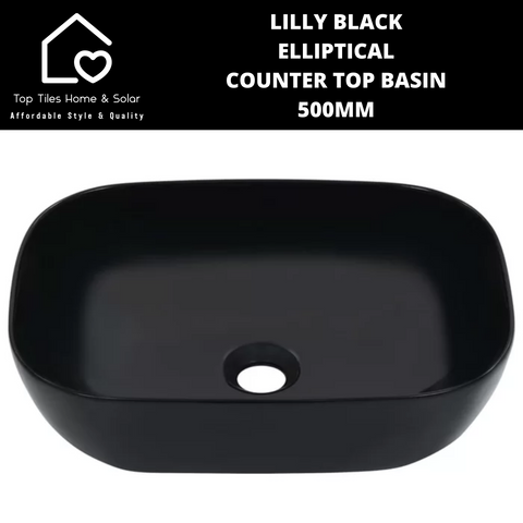 Lilly Black Elliptical Counter Top Basin - 500mm