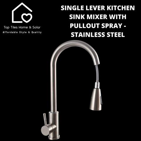 Single Lever Kitchen Sink Mixer With Pullout Spray - Stainless Steel
