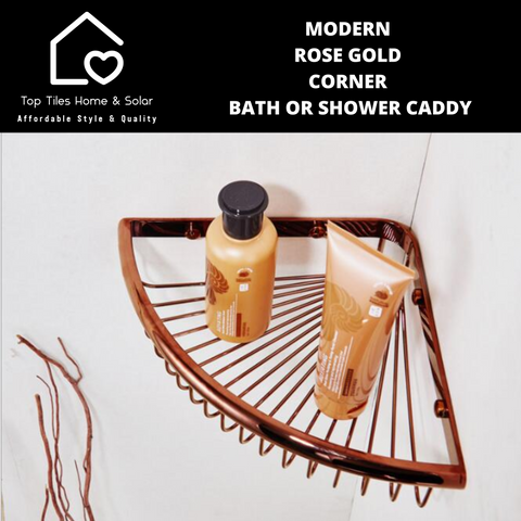 Modern Rose Gold Corner Bath or Shower Caddy