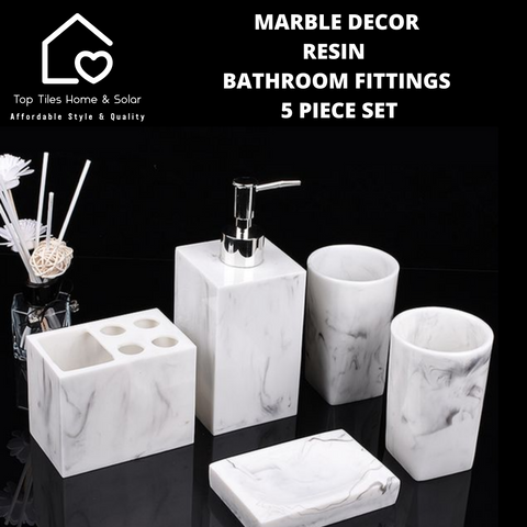 Marble Decor Resin Bathroom Fittings - 5 Piece Set