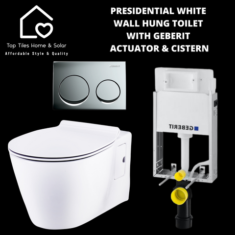 Presidential White Wall Hung Toilet With Geberit Actuator & Cistern