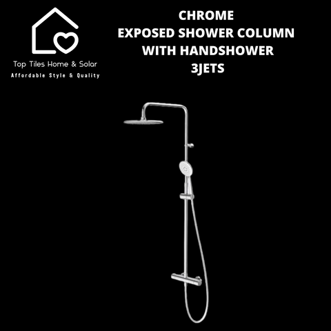 Chrome Exposed Shower Column With Handshower - 3Jets