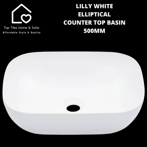 Lilly White Elliptical Counter Top Basin - 500mm