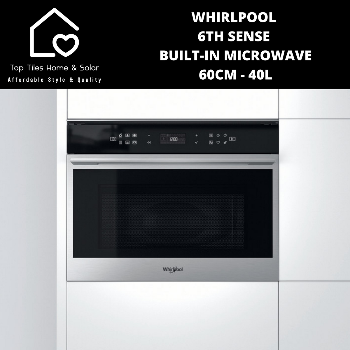 Whirlpool 6th Sense Built in Microwave 60cm 40L Top Tiles