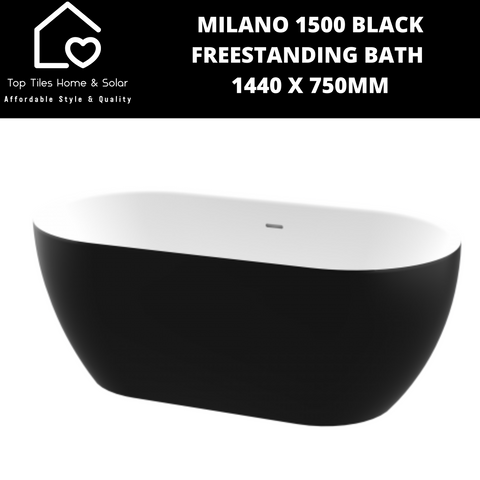 Milano 1500 Black Freestanding Bath - 1440 x 750mm