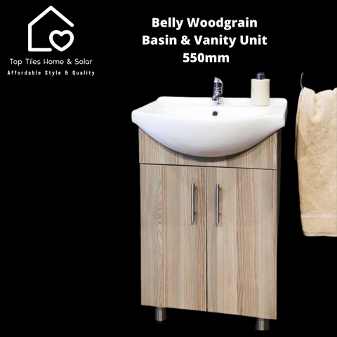 Belly Woodgrain Floor Standing Basin & Vanity Unit -  550mm