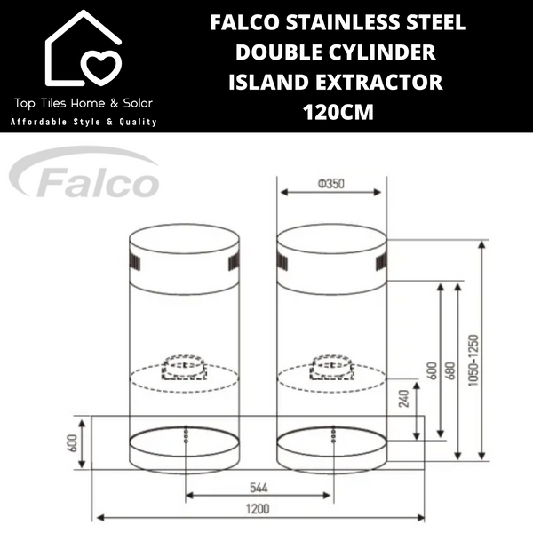 Falco Double Cylinder Island Extractor - 120cm FAL-120-IRS