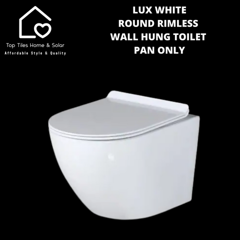 Lux White Round Rimless Wall Hung Toilet Pan - Pan Only