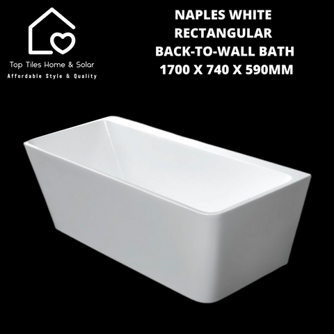 Naples White Rectangular Back-To-Wall Bath - 1700 x 740 x 590mm