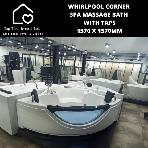 Whirlpool Corner Spa Massage Bath with Taps - 1570 x 1570mm