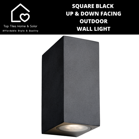Square Black Up & Down Facing Outdoor Wall Light