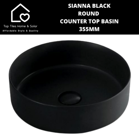 Sianna Black Round Counter Top Basin - 355mm