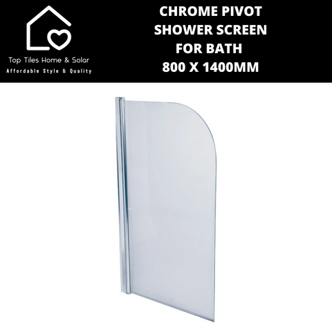 Chrome Pivot Shower Screen For Bath - 800 x 1400mm