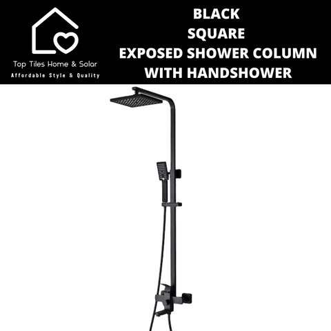 Black Square Exposed Shower Column With Handshower