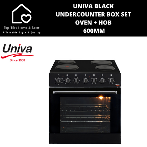 Univa Black Undercounter Box Set Oven + Hob - 600mm