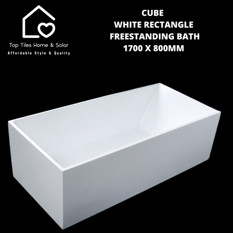 Cube White Rectangle Freestanding Bath - 1700 x 800mm