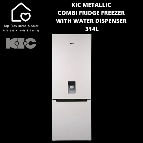 KIC Metallic Combi Fridge Freezer with Water Dispenser - 314L