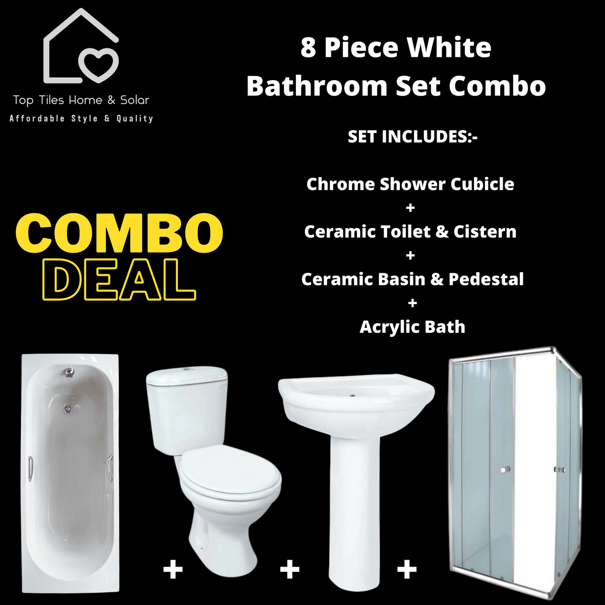 8 Piece Bathroom Set Combo Top Tiles Home Solar