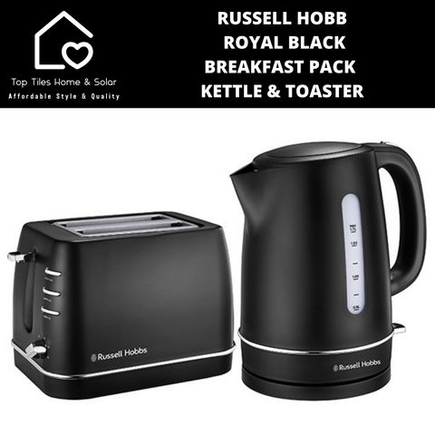 Russell Hobbs Royal Black Breakfast Pack - Kettle & Toaster