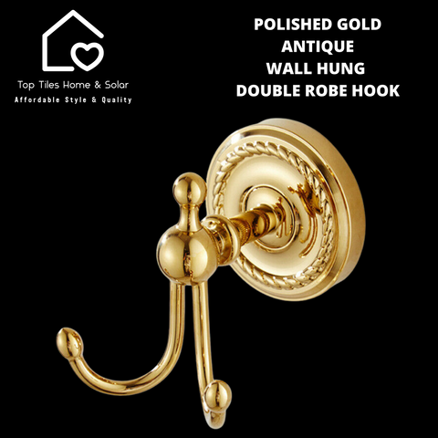 Polished Gold Antique Wall Hung Double Robe Hook